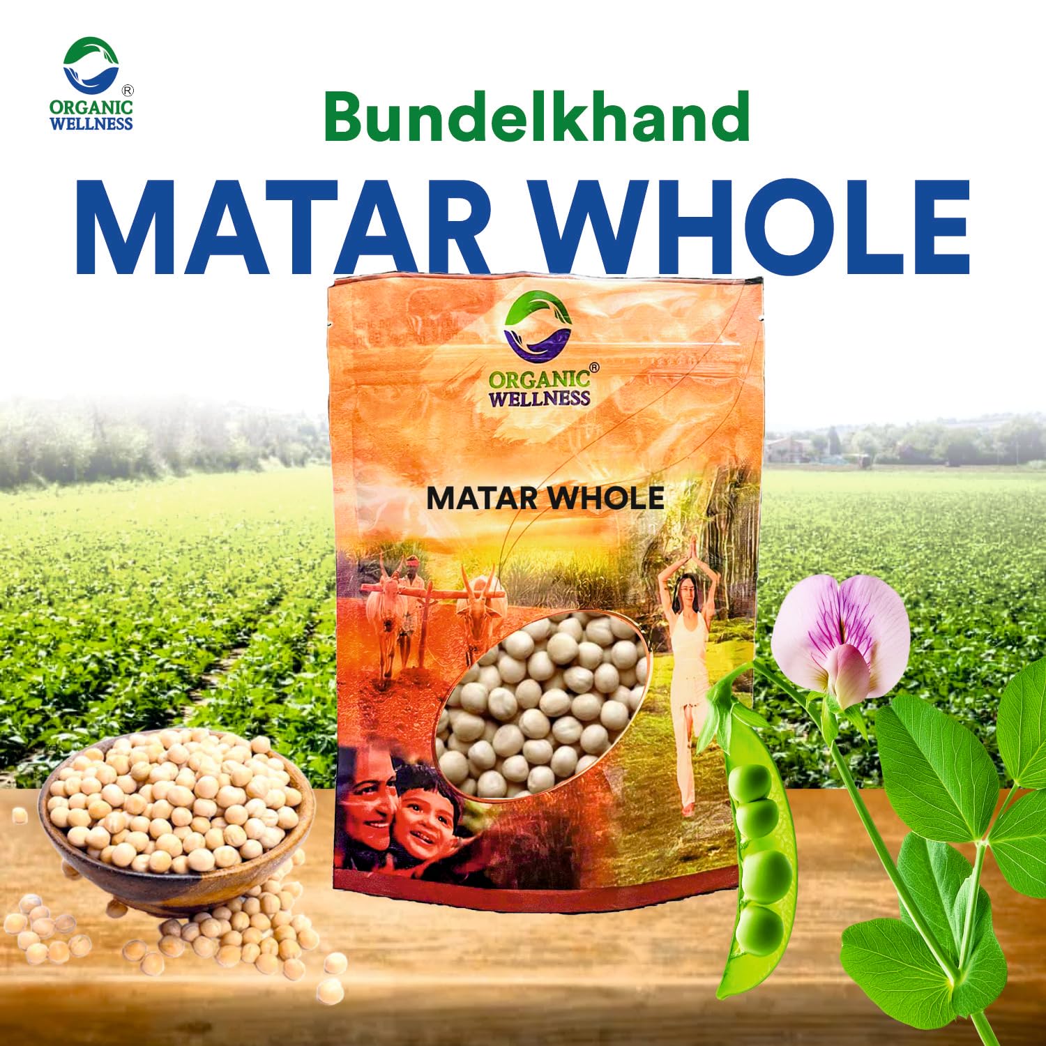 Organic Wellness Matar Whole - 450 grams