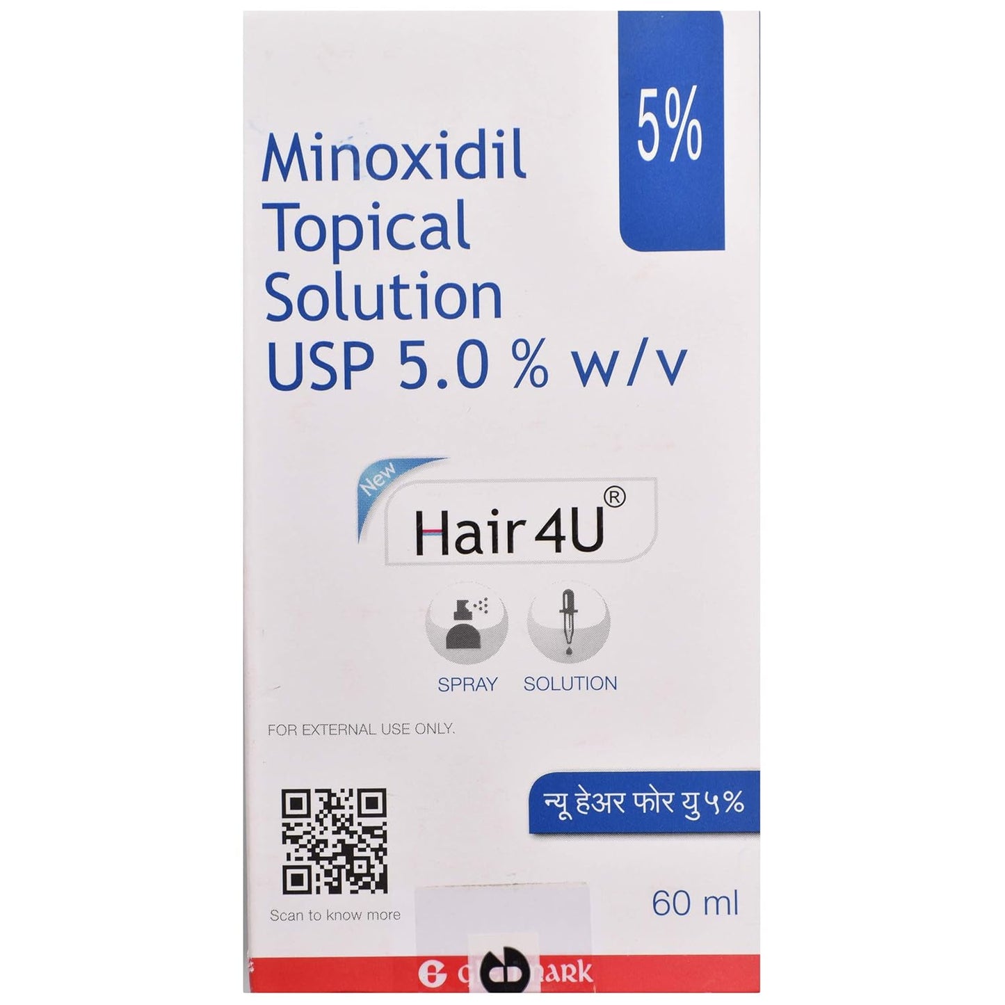 Hair 4U 5%- Minoxidil Topical Solution - 60 ml
