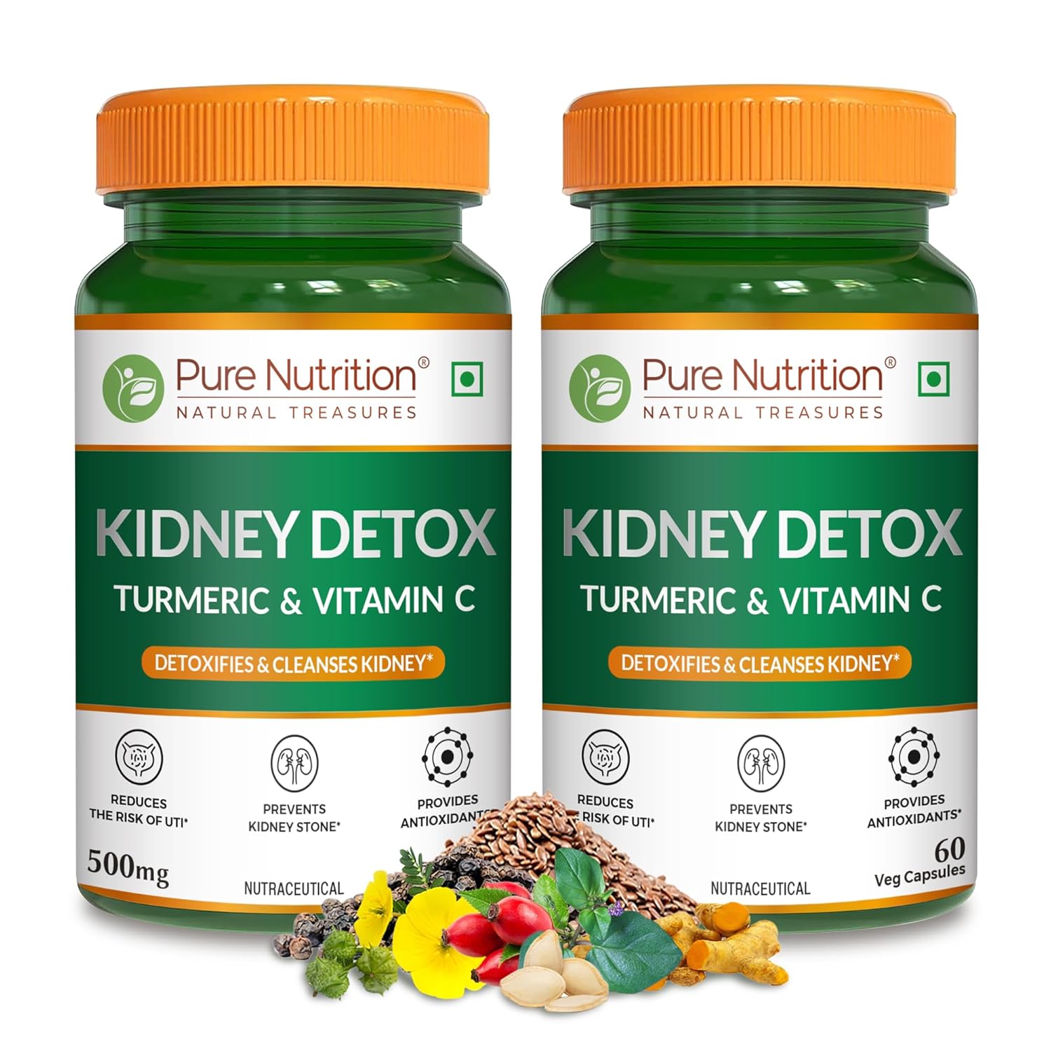 Pure Nutrition Kidney Detox Turmeric & Vitamin C Veg Capsule