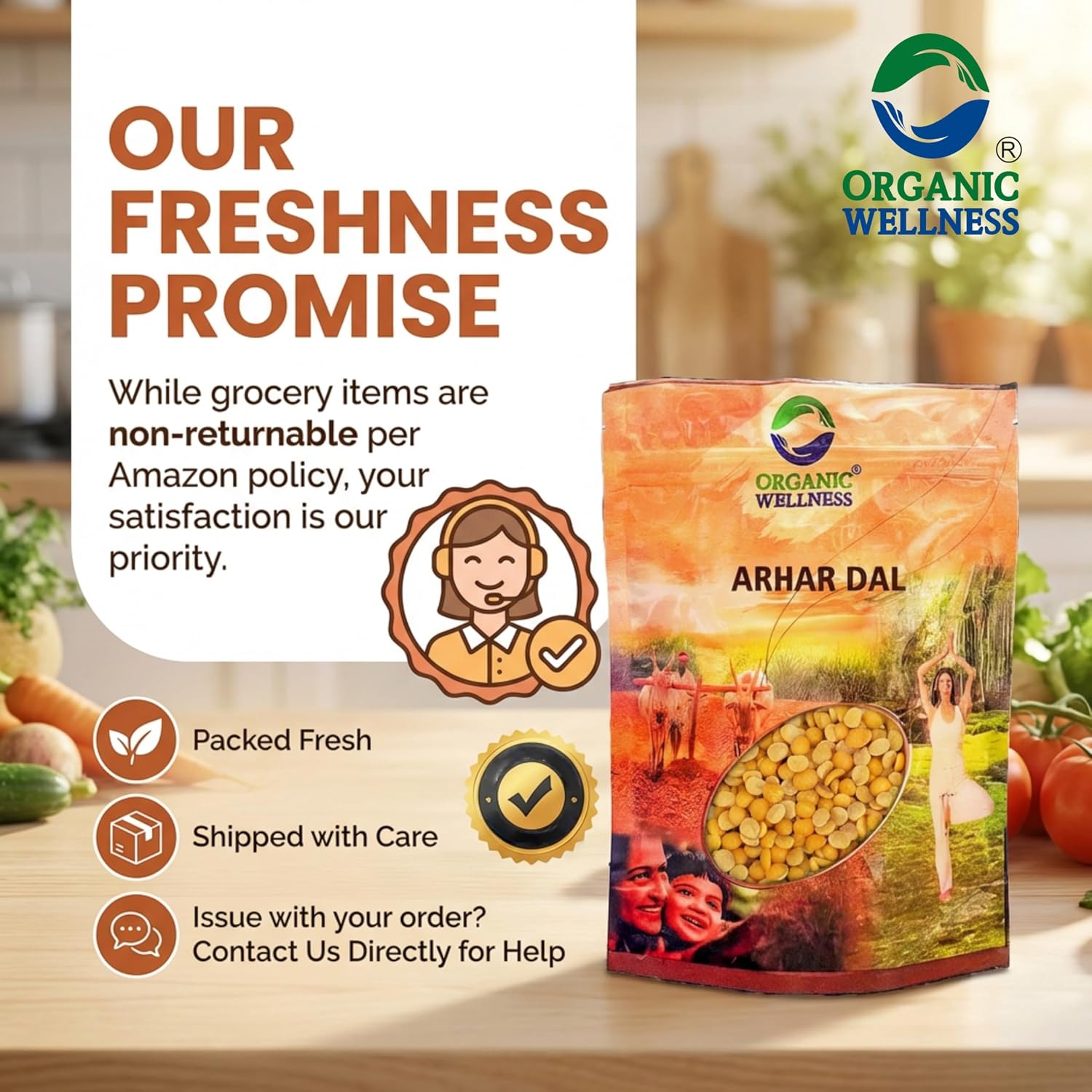 Organic Wellness Arhar Dal II Toor Dal - 450 grams