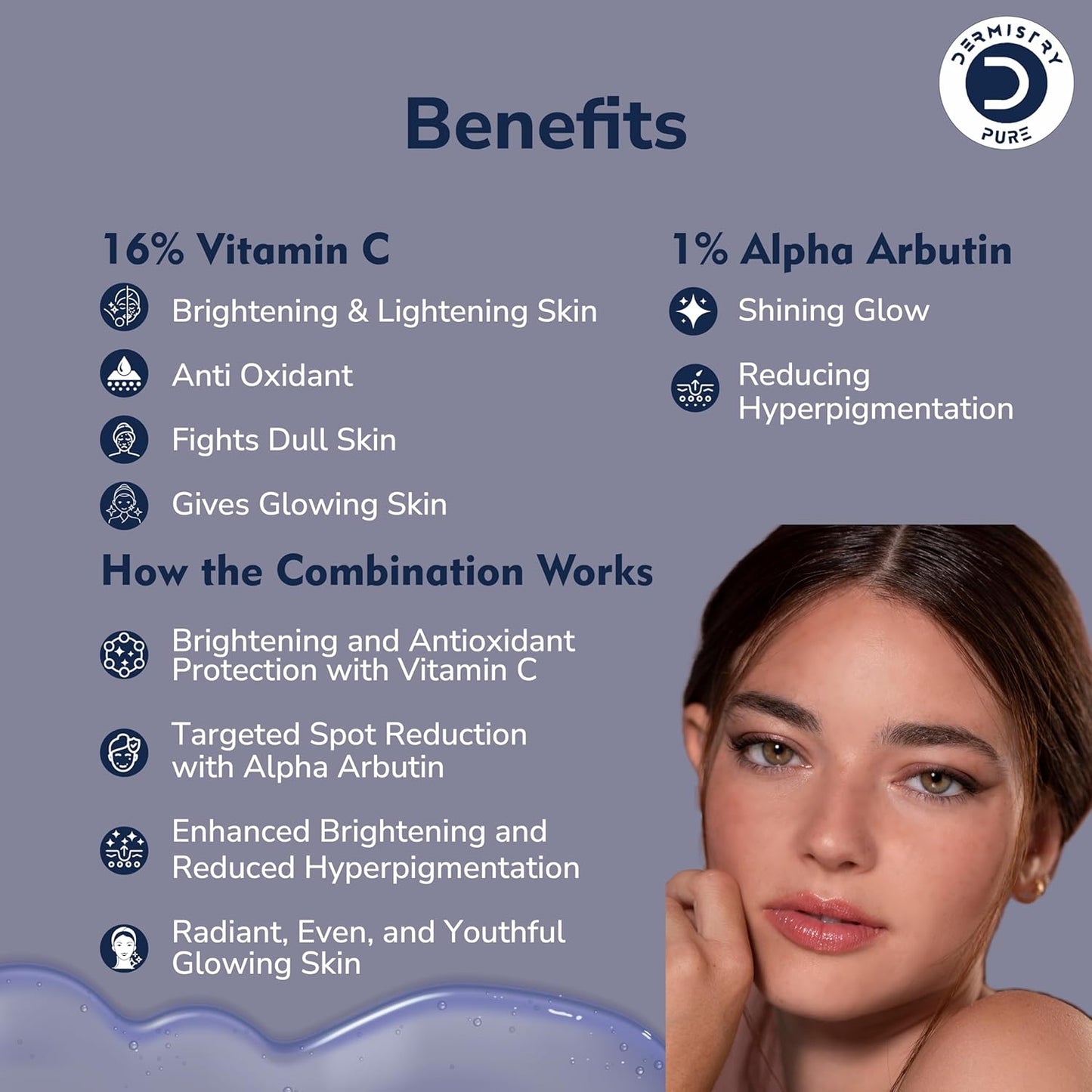 Dermistry Pure 16% Vitamin C 1% Alpha Arbutin Glowing Brightening Face Serum