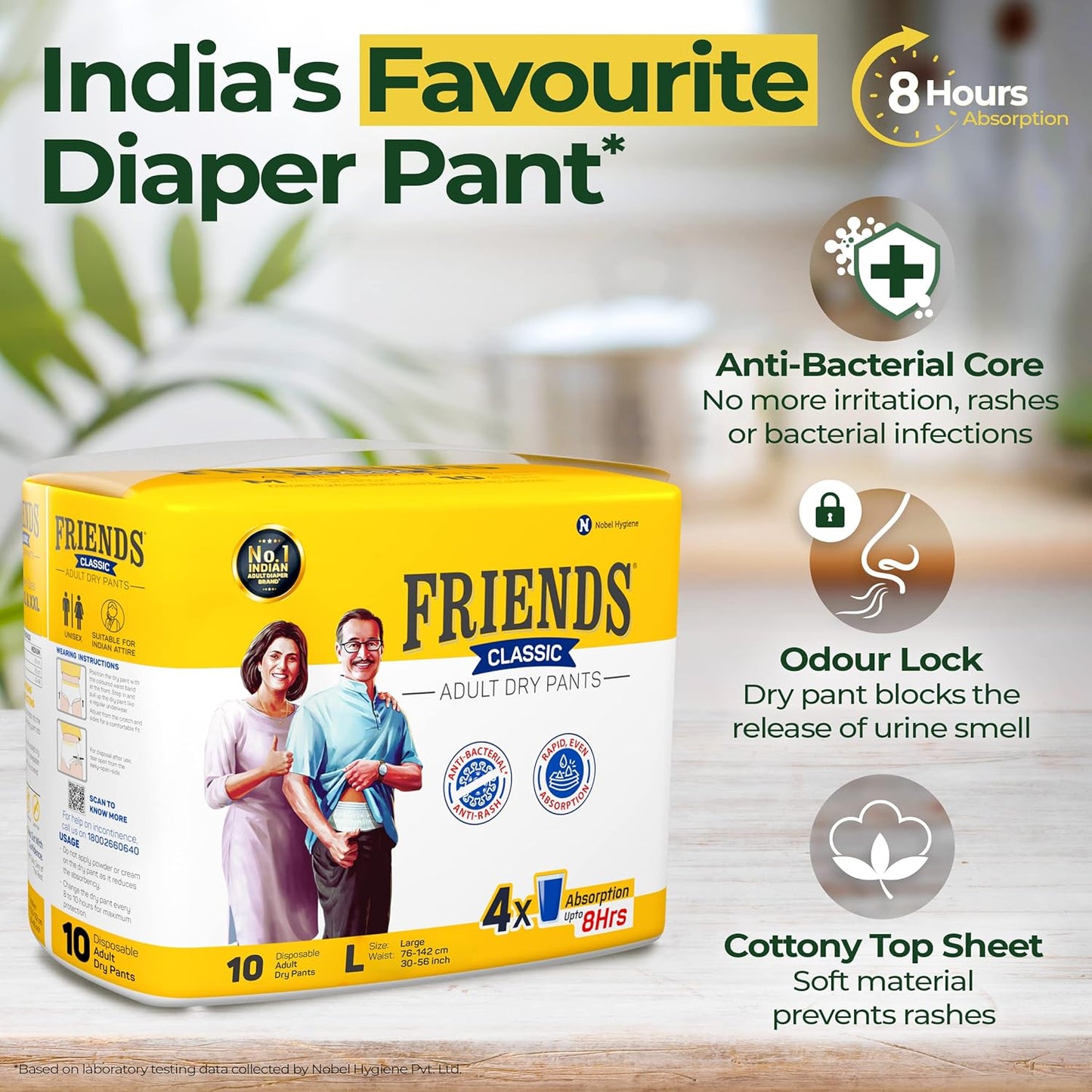 Friends Classic Adult Dry Pant Large - 10 Diapers