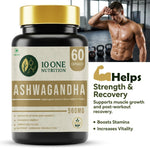 10 One Nutrition Ashwagandha Gold 500mg (60 Capsules) | For Stress Relief, Energy & Strength | Ayush Approved | For Men & Women