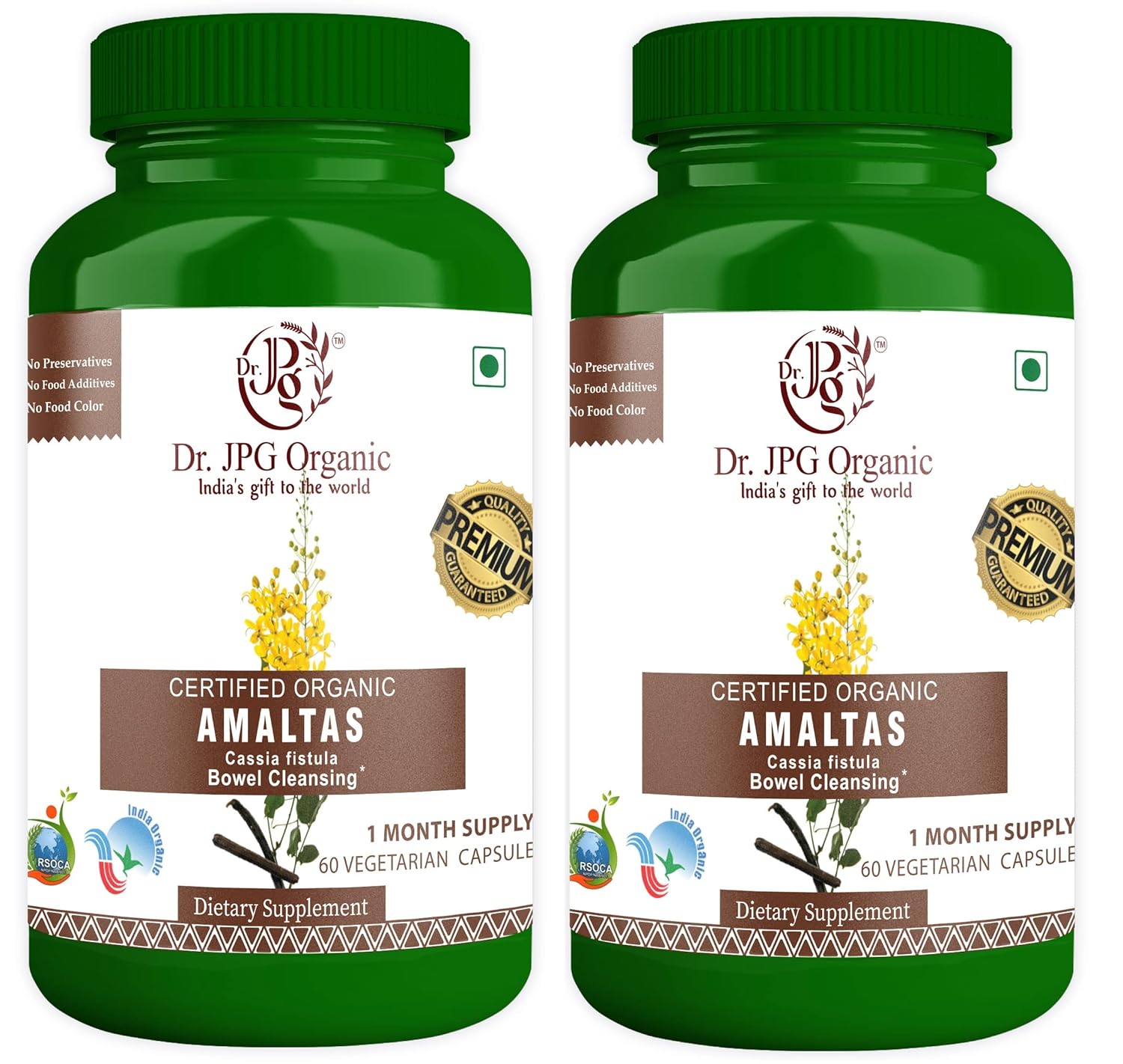 DR. JPG Organic Amaltas Capsules (500mg, 60 Veg Capsules)