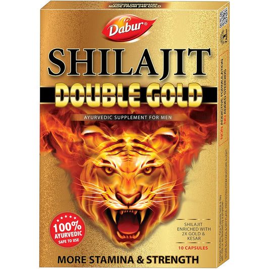 Dabur Shilajit Double Gold Capsules For Men | For Immunity, Strength & Stamina - 10 Capsules