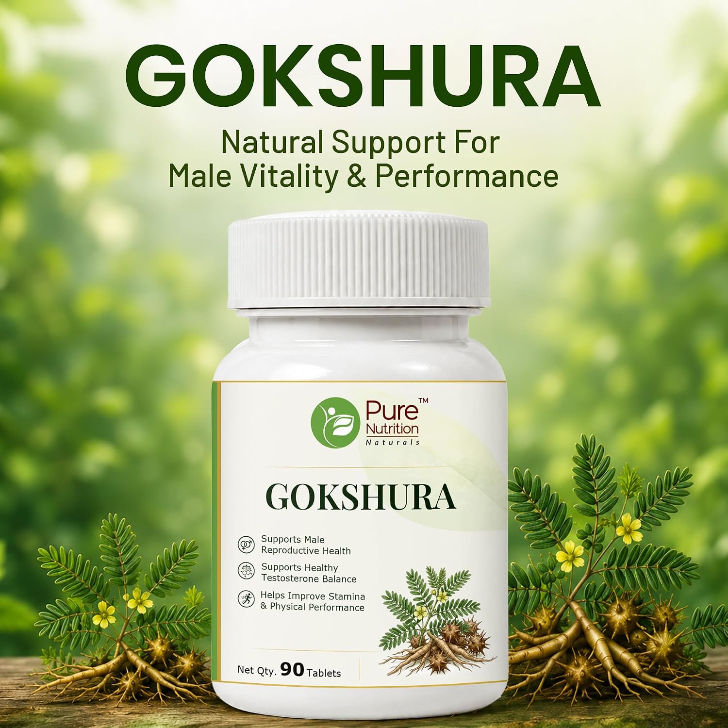 Pure Nutrition Gokshura Tablets (250mg | 90 Tablets)