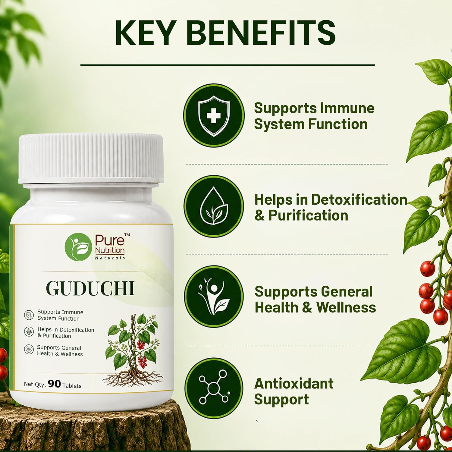 Pure Nutrition Guduchi Tablets (250mg | 90 Tablets)