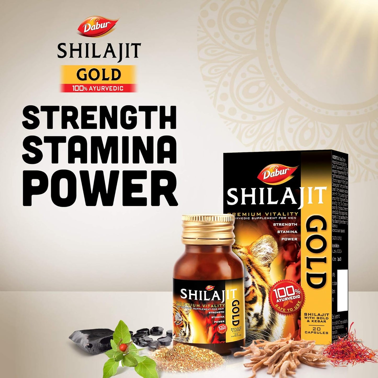 Dabur Shilajit Gold Vitality Capsules for Men | For Immunity, Strength, Stamina & Power