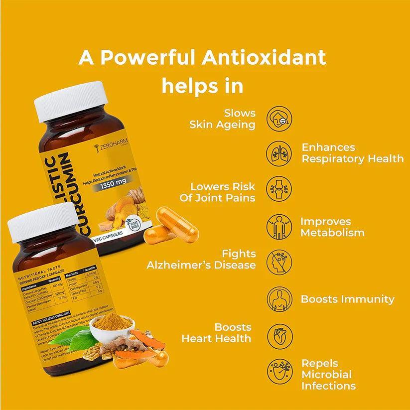 Zeroharm Holistic Curcumin Capsules 1350 mg - 90 Veg Capsules