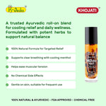 Khojati Sim Sim Mentho Oil Roll-On | Ayurvedic Fast Relief for Headache, Cold, Stress & Toothache | 10 ml