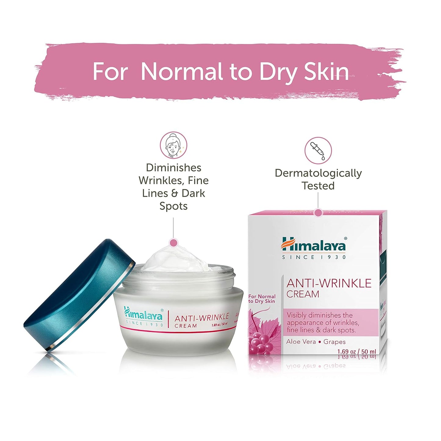 Himalaya Anti-Wrinkle Cream with Aloe Vera & Grape Extract | For Fine Lines & Age Spots