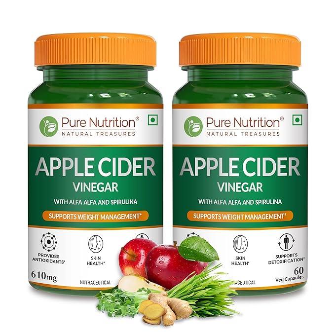 Pure Nutrition Apple Cider Vinegar 610mg Veg Capsule - 60 Capsules
