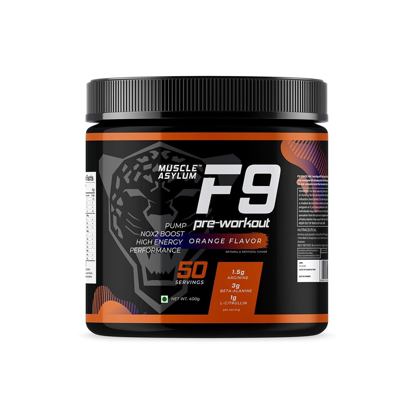 Muscle Asylum F9 Pro Pre-Workout Powder - 30 Servings, 300 Gm