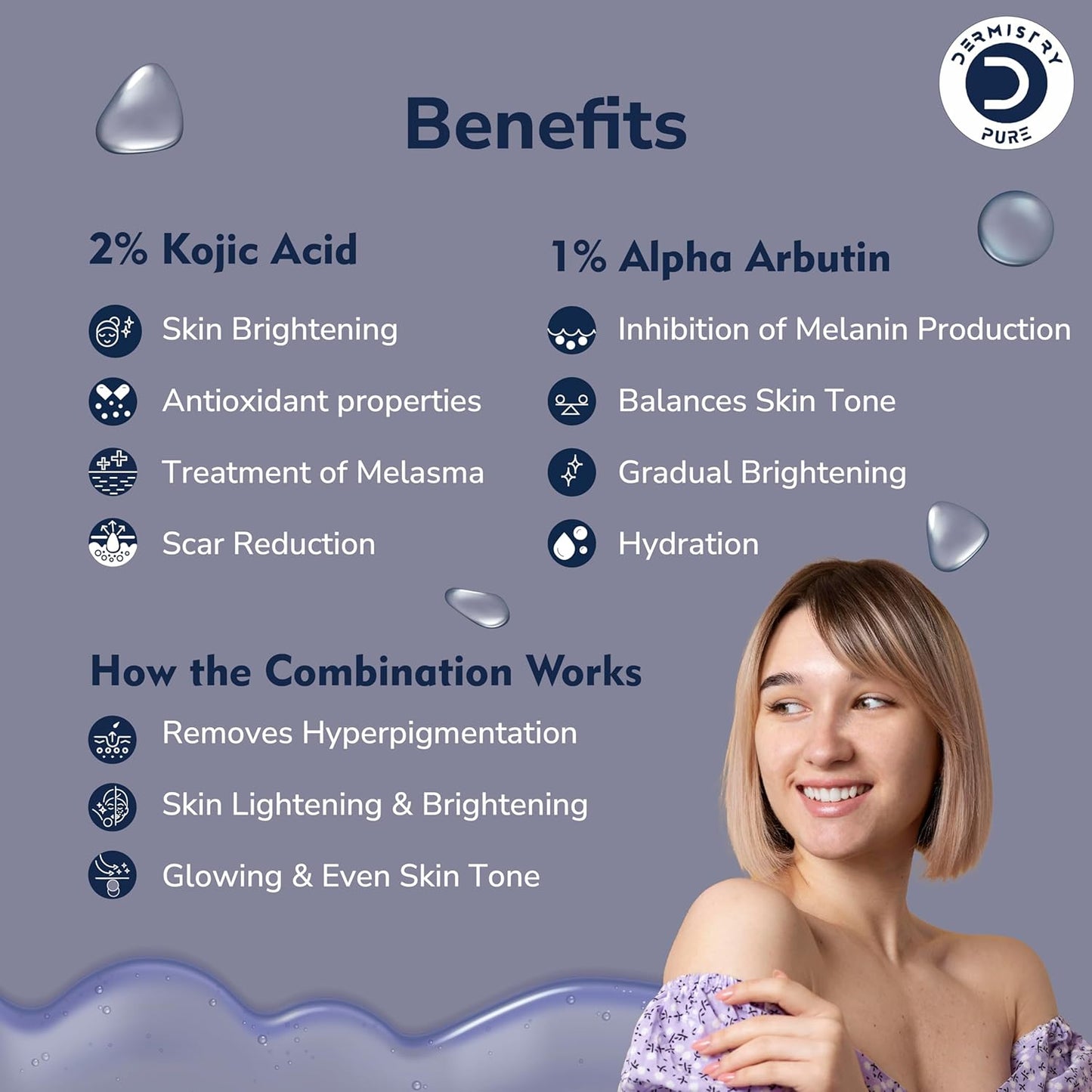 Dermistry Pure 2% Kojic Acid 1% Alpha Arbutin Pigmentation Face Serum