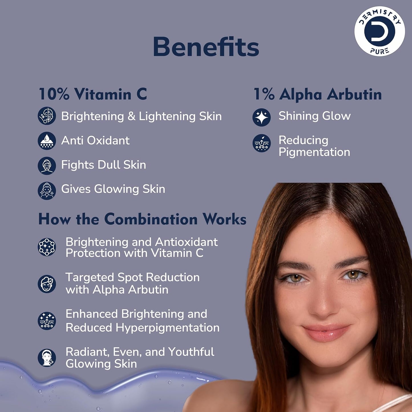Dermistry Pure 10% Vitamin C 1% Alpha Arbutin Glowing Brightening Face Serum
