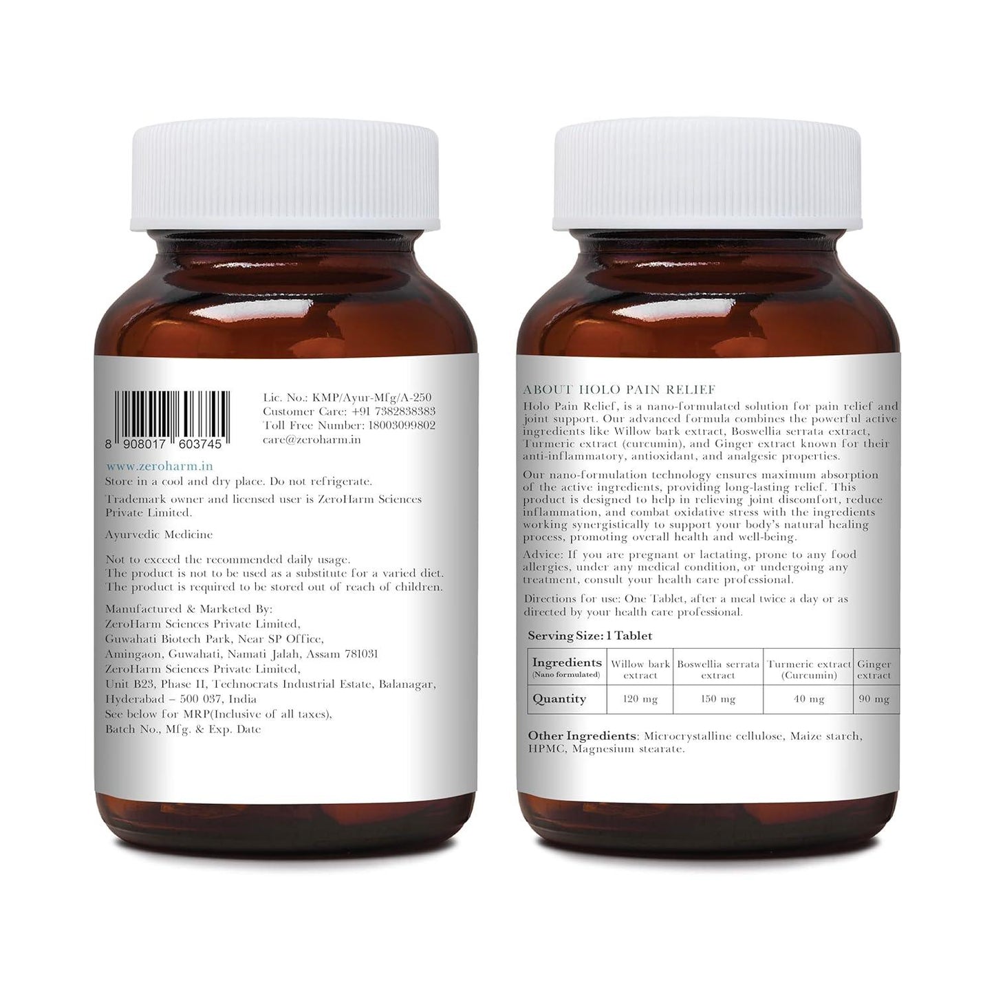 Zeroharm Holo Pain Relief Tablets - 60 Tablets