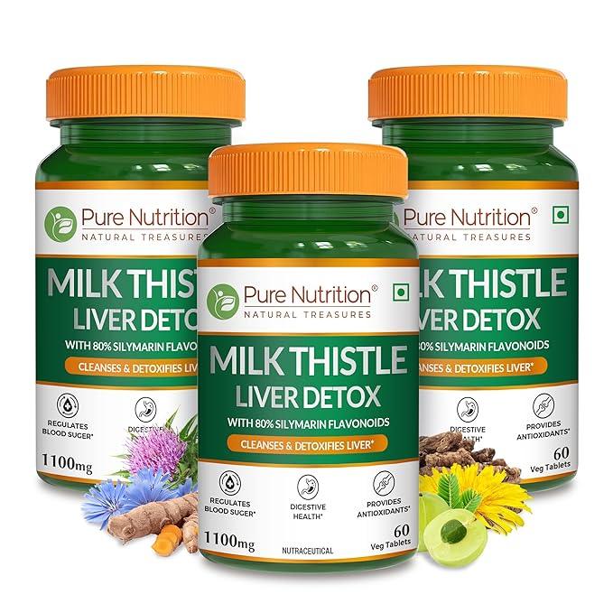 Pure Nutrition Milk Thistle Liver Detox Supplement Tablets - 60 Veg Tablets
