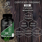 DR. JPG Organic Neem Capsules (500mg, 60 Veg Capsules) | Blood Purifier, Anti-Bacterial & Immunity Booster | 100% Certified Organic