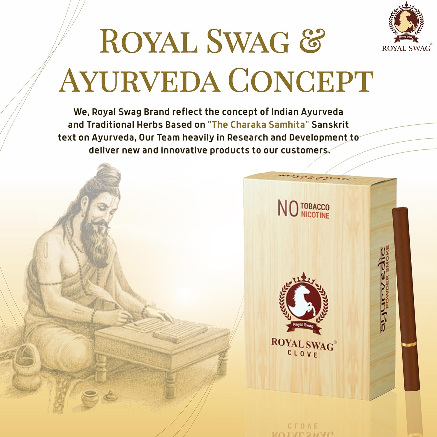 Royal Swag Herbal Cigarettes Clove Flavour - Tobacco & Nicotine Free (50 Sticks - 5 Pack)