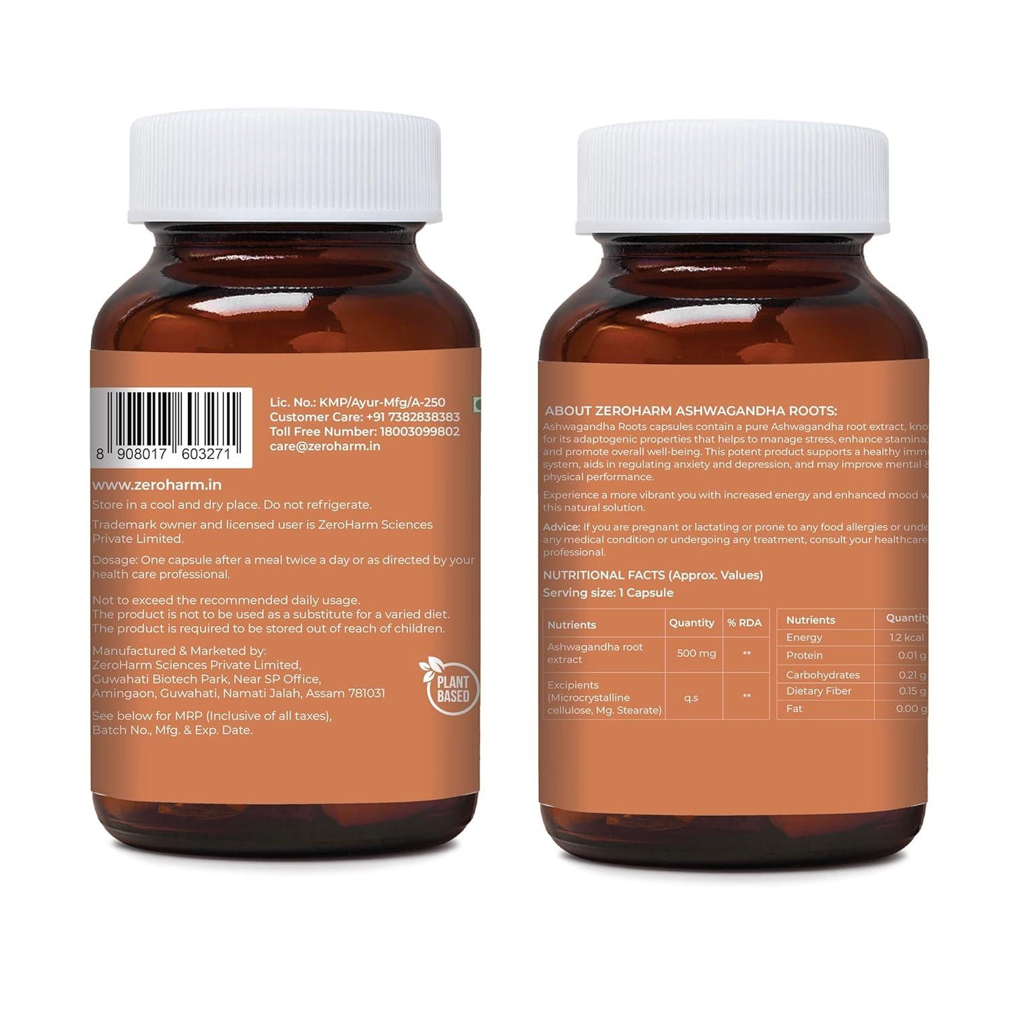 Zeroharm Ashwagandha Roots Capsules - 60 Capsules