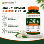 Pure Nutrition Acetyl L-Carnitine 500mg, 60 Capsules | Energy & Fitness Support Supplement