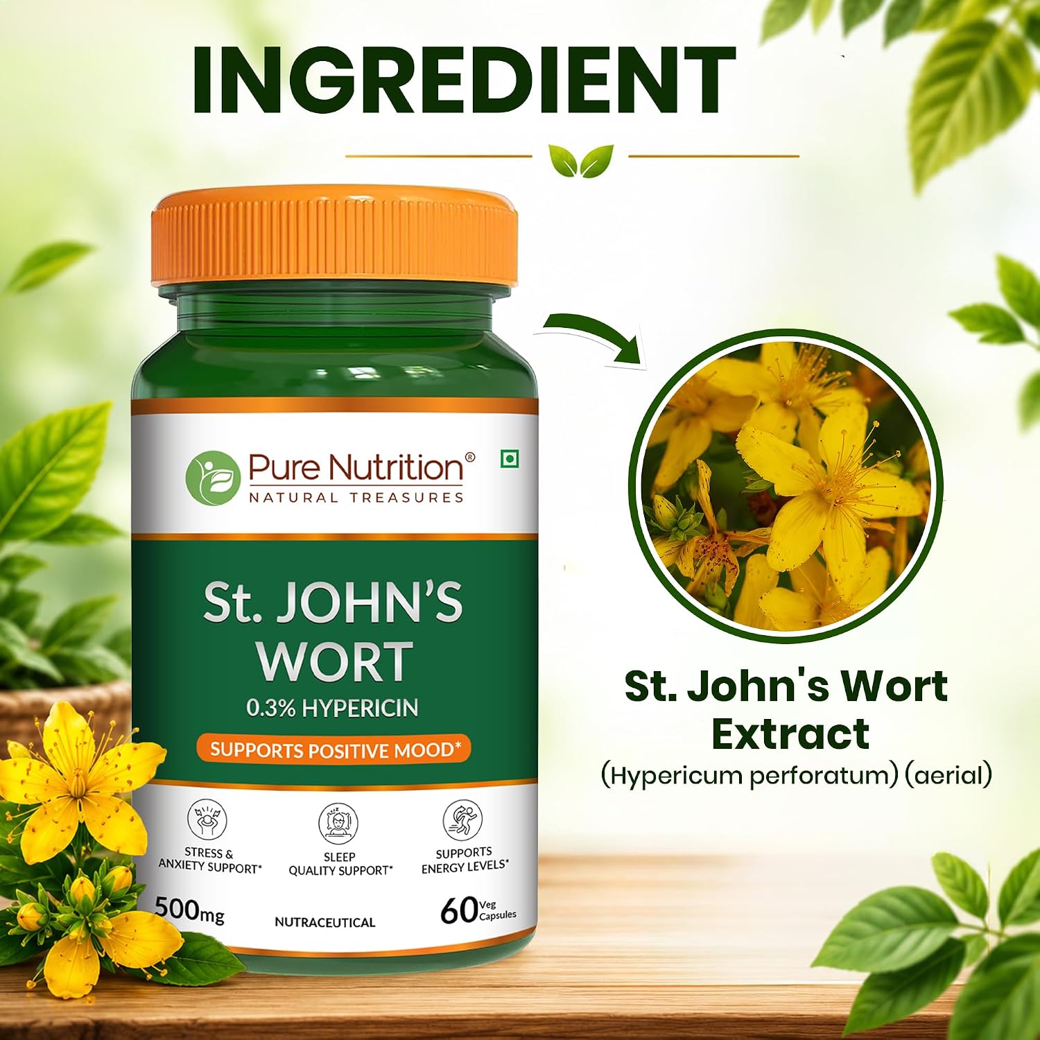 Pure Nutrition St. John’s Wort Extract 500mg, 60 Capsules | Herbal Mood & Wellness Support