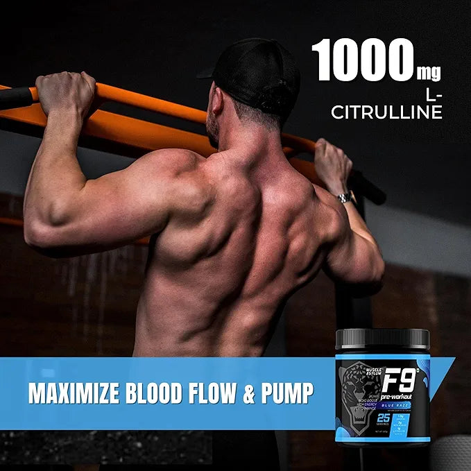 Muscle Asylum F9 Pre-Workout Blue Razz - 50 Serving - 400gm