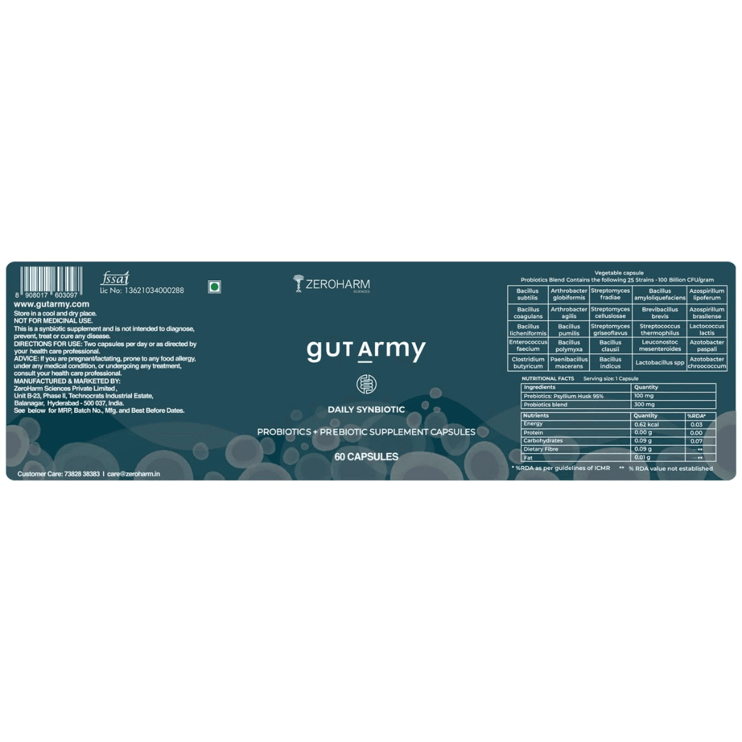 Zeroharm Sciences Gut Army Vegetarian Capsule