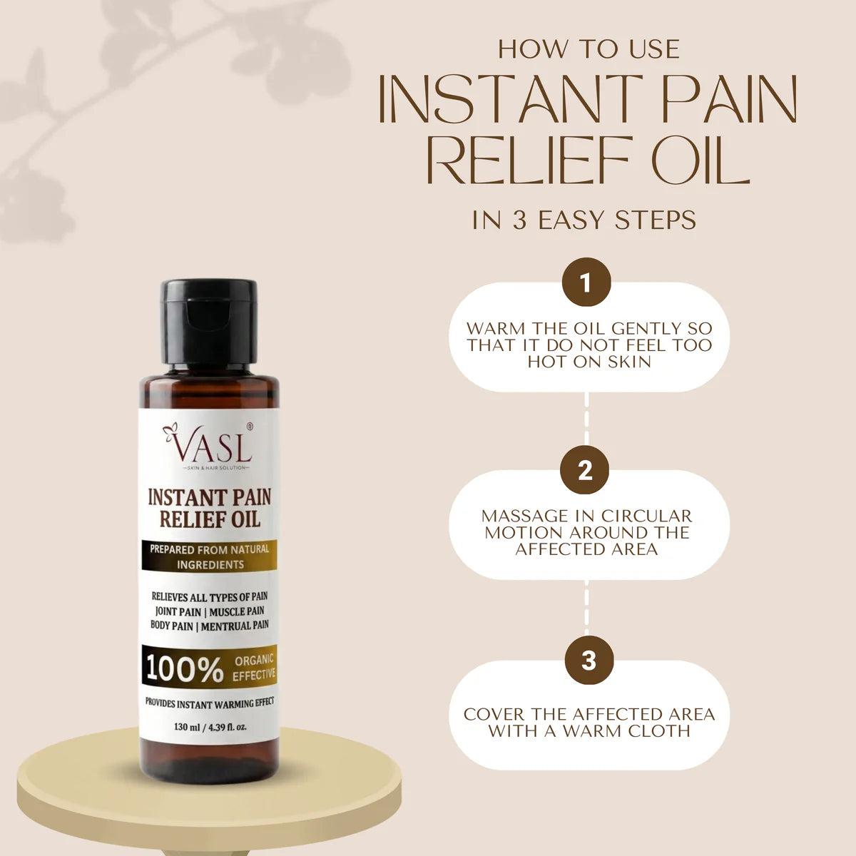 VASL Menstrual Pain Relief Oil 130ml - Period Cramps & Muscle Massage Oil