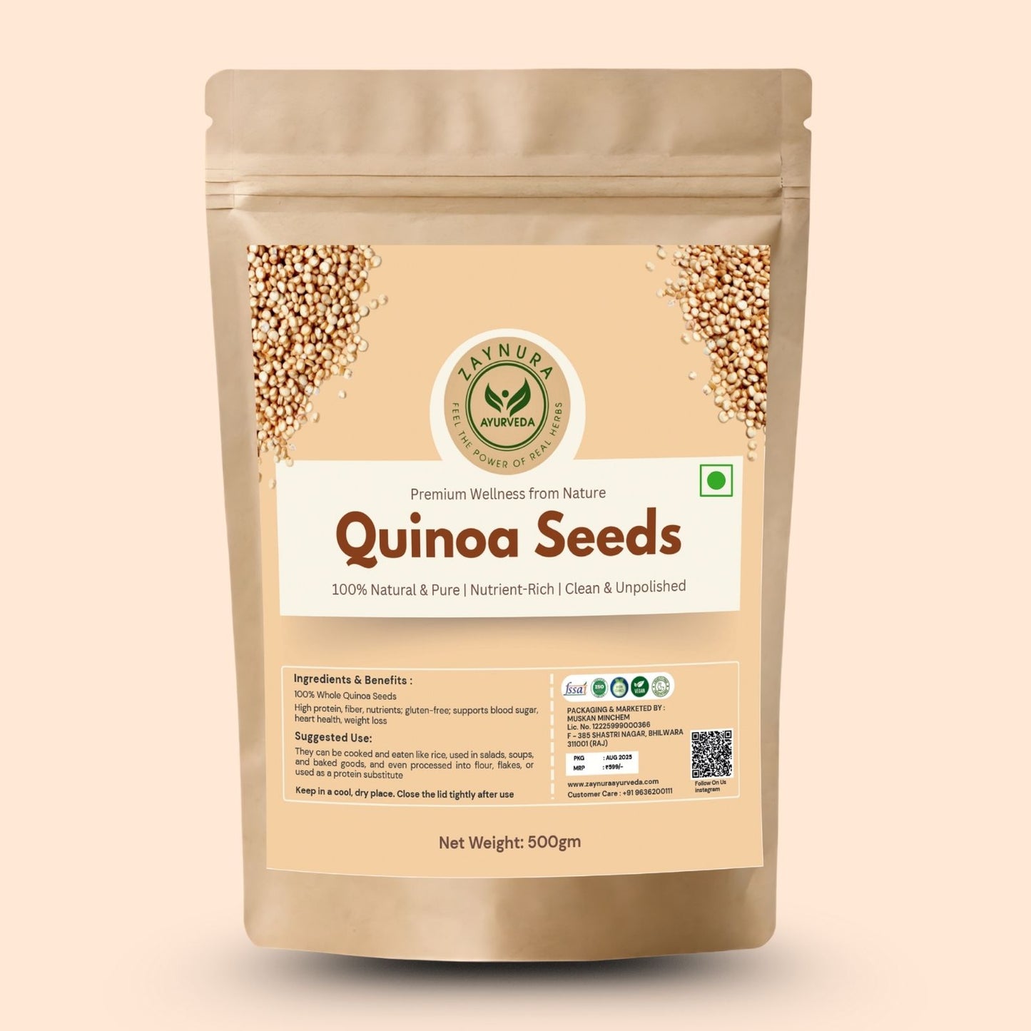 Zaynura Ayurveda Quinoa Seeds - 500gm
