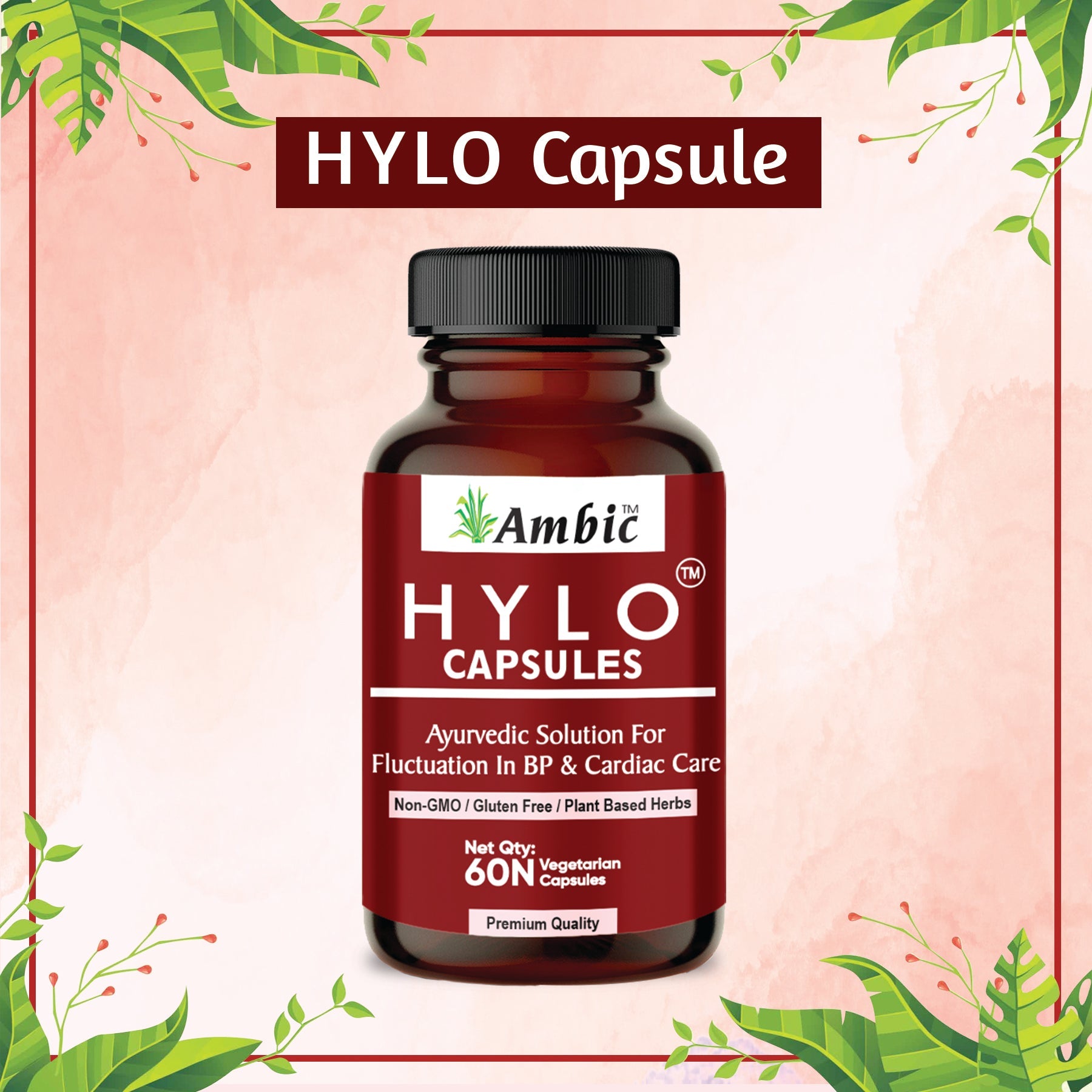 AMBIC HYLO BP Care Ayurvedic Capsules for Regulating Blood Pressure & Healthy Heart