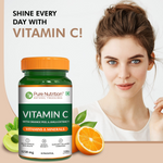 Pure Nutrition Plant-Based Vitamin C (1250mg) - 120 Veg Tablets with Amla & Orange Peel Extract | Boosts Immunity & Skin Glow | Natural Antioxidant for Men & Women | Supports Collagen Formation