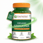 Pure Nutrition Organic Spirulina 2400mg (Per Serving), 180 Veg Tablets | Spirulina Powder Organic Tablets | Supports Healthy Skin & Boost Immunity | Support Weight Management & Detoxification