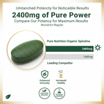 Pure Nutrition Organic Spirulina 2400mg (Per Serving), 180 Veg Tablets | Spirulina Powder Organic Tablets | Supports Healthy Skin & Boost Immunity | Support Weight Management & Detoxification