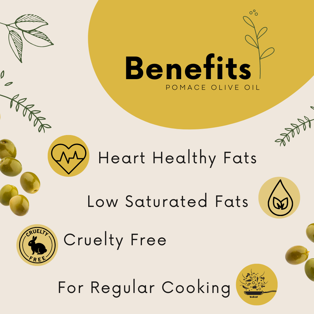 PURE NUTRITION NATURAL TREASURES Pomace Olive Oil - 1L Pet Bottle|Ideal For Everyday Indian Cooking & Deep Frying|Low In Saturated Fats|Supports Heart Health & Weight Management
