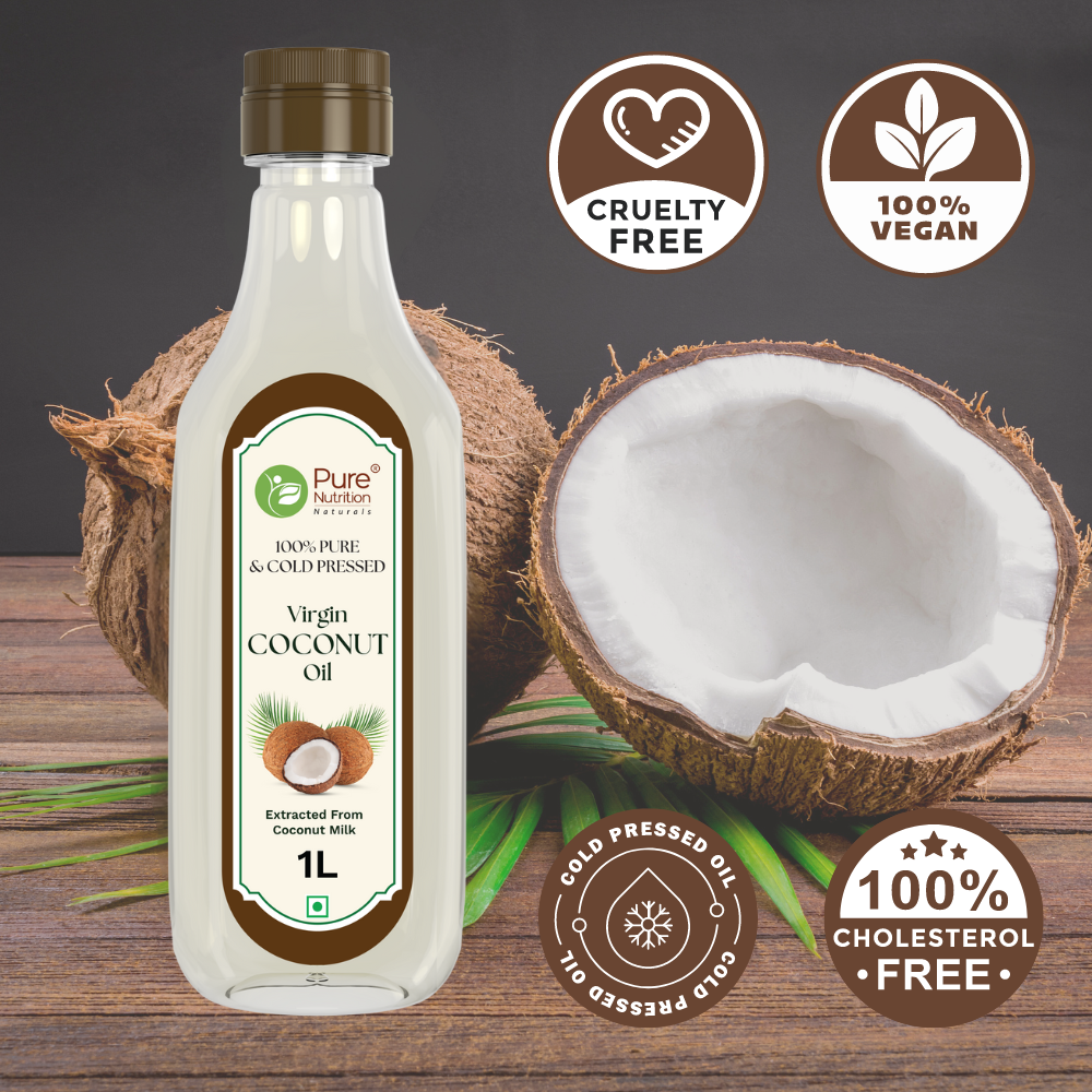 Pure Nutrition Cold-Pressed Virgin Coconut Oil - 1L | 100% Natural & Pure | Ideal for Cooking, Baby Massage, Hair & Skin Care | Supports Hair Growth & Skin Hydration