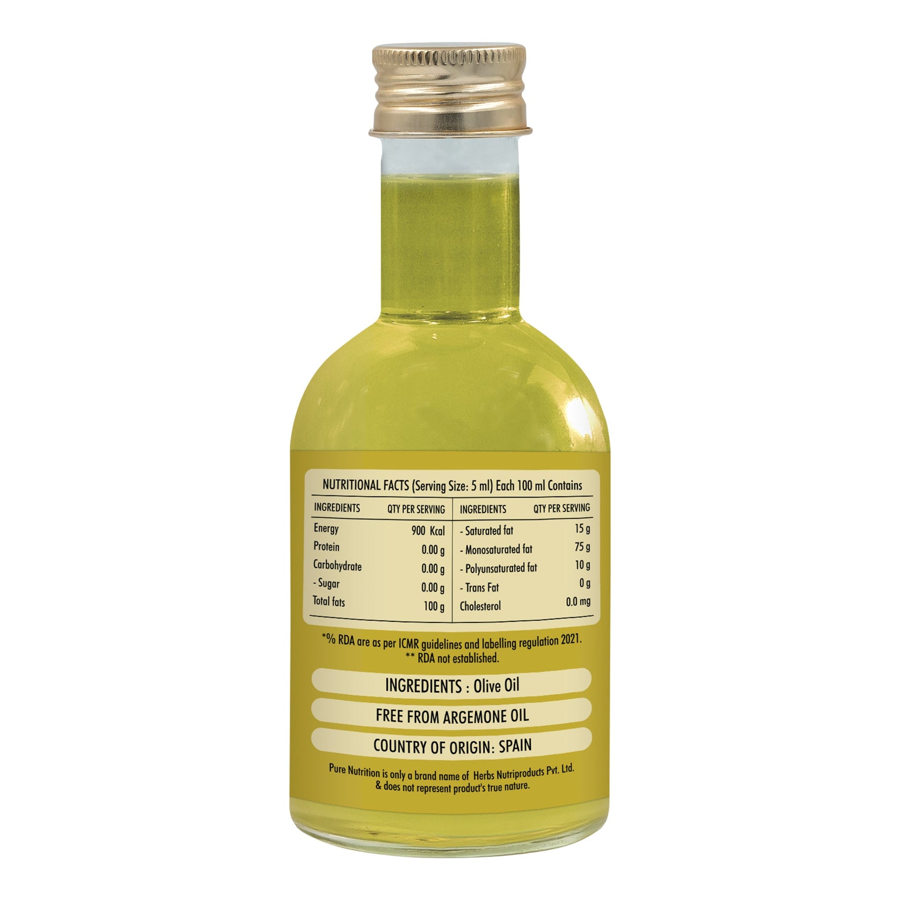 Pure Nutrition Extra Light Olive Oil - 250ml Pet Bottle | 100% Cold Pressed, Pure & Edible | Ideal for Deep Frying & Indian Cooking | Skin, Hair Care & Baby Massage | Imported from Spain