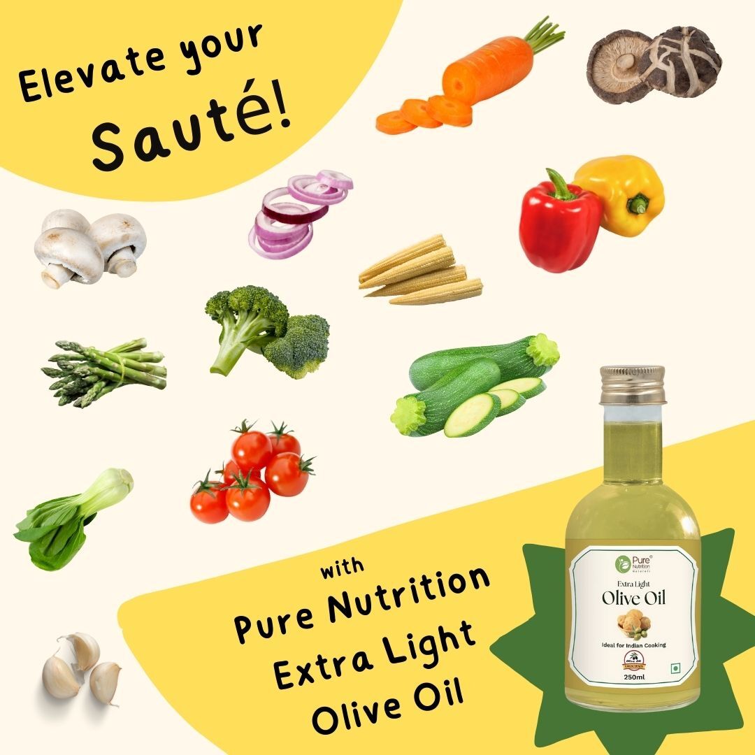 Pure Nutrition Extra Light Olive Oil - 250ml Pet Bottle | 100% Cold Pressed, Pure & Edible | Ideal for Deep Frying & Indian Cooking | Skin, Hair Care & Baby Massage | Imported from Spain
