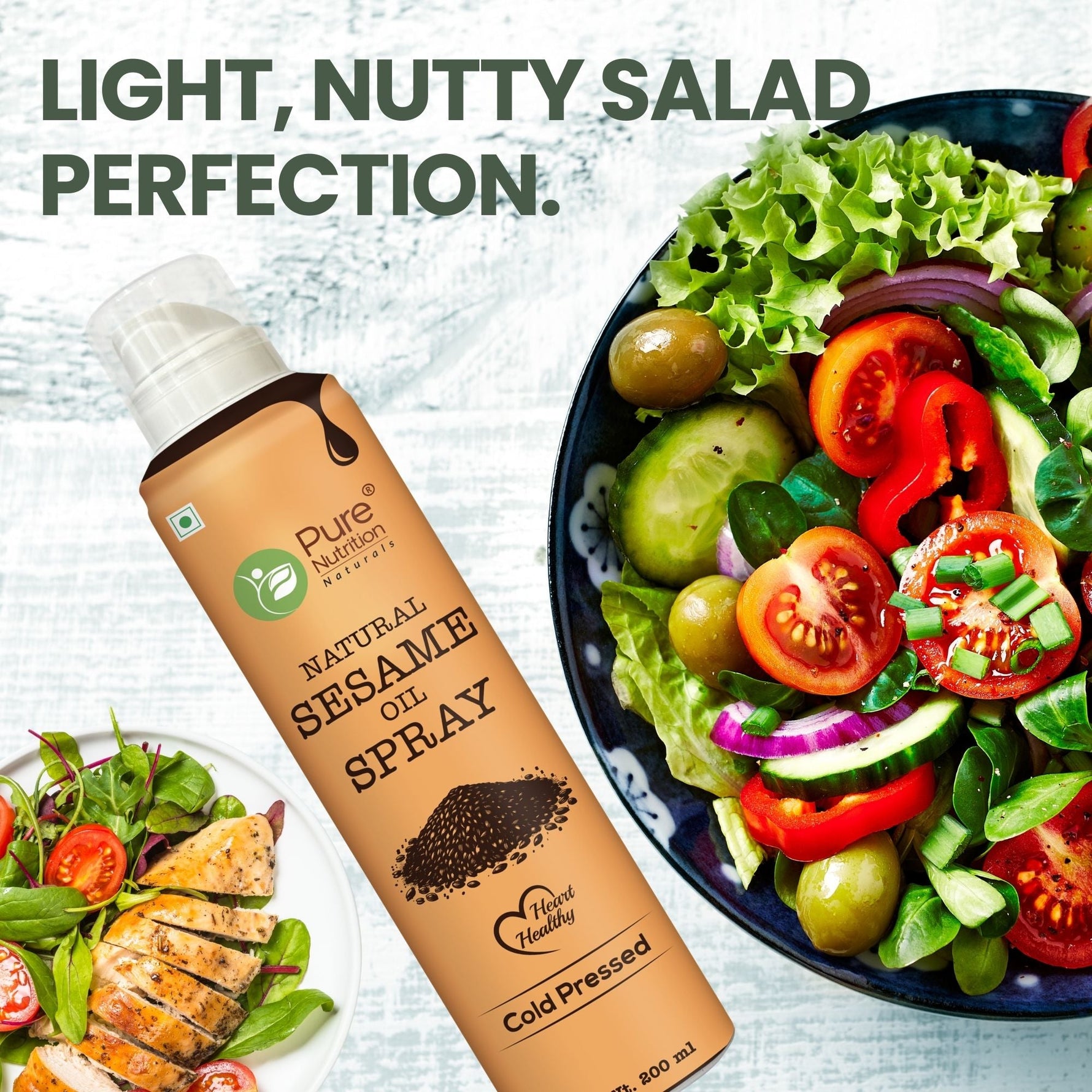 Pure Nutrition Black Sesame Oil Spray - 200ml | 100% Pure, Natural & Cold-Pressed | Cook Healthy with 10X Less Oil | Rich in Antioxidants & Nutrients | Ideal for Sautéing, Grilling & Salad Dressings | Heart-Healthy Oil