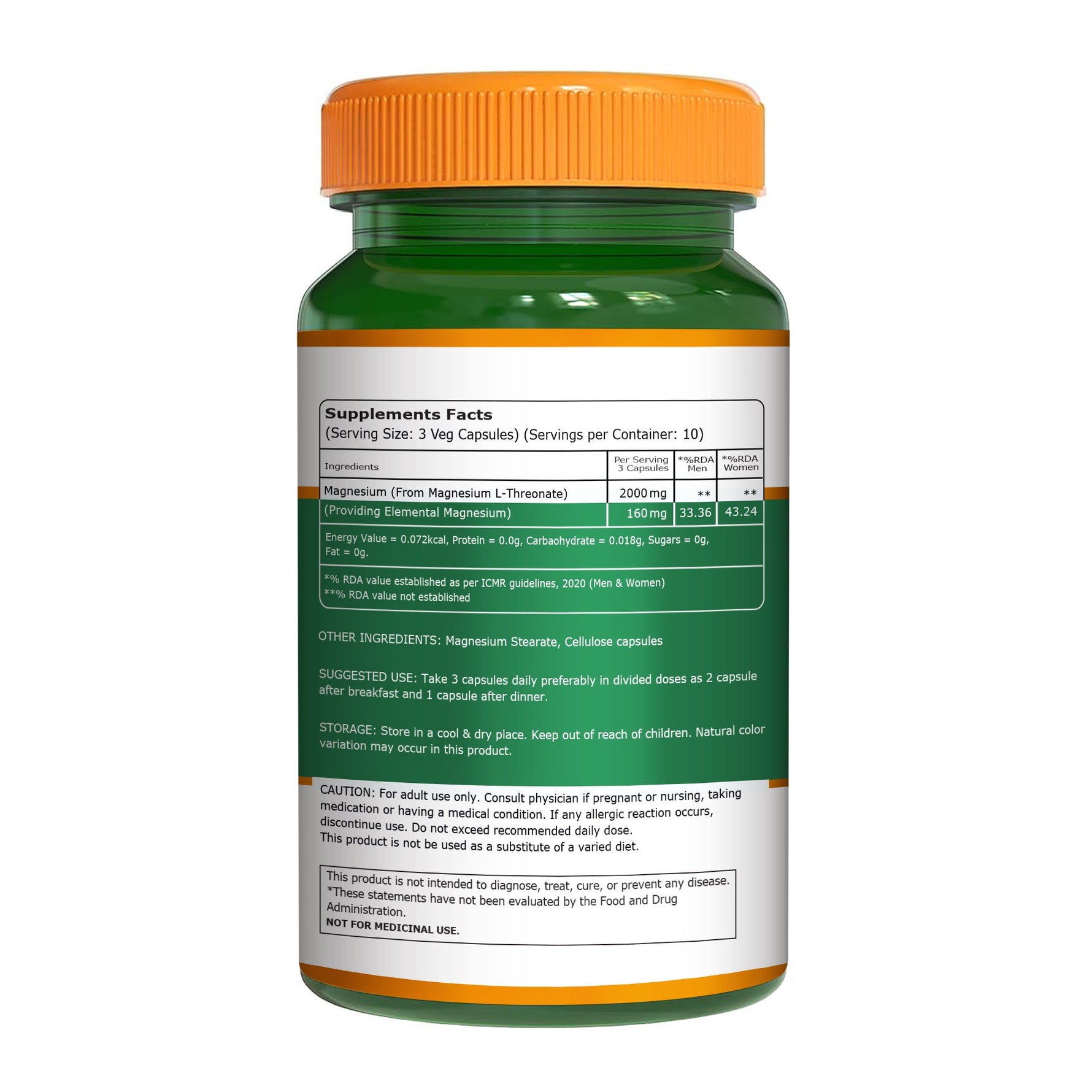 Pure Nutrition Magnesium L-Threonate 1000mg, 30 Veg Capsules | Enhances Memory, Cognitive Function & Brain Health|Supports Relaxation & Better Sleep