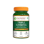 Pure Nutrition Triple Ginseng 700mg – 60 Capsules | Korean Red Panax Ginseng Supplement Extract for Men & Women | Supports Cognitive Function, Memory, Immunity | Korean, American & Siberian Blend