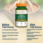 Pure Nutrition Triple Ginseng 700mg – 60 Capsules | Korean Red Panax Ginseng Supplement Extract for Men & Women | Supports Cognitive Function, Memory, Immunity | Korean, American & Siberian Blend