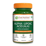 Pure Nutrition Alpha Lipoic Acid (ALA) 300mg - 60 Veg Capsules with Vitamin E | Powerful Antioxidant for Nerve & Heart Health | Supports Healthy Blood Sugar, Energy Metabolism & Cellular Protection