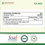 Pure Nutrition Ca-AKG - (500mg) - 30 Veg Capsules | Calcium Alpha-Ketoglutarate Supplements For Cellular Energy & Joint Health | Support Healthy Aging, Athletic Performance & Muscle Recovery