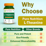 Pure Nutrition L-Theanine 200mg – 120 Veg Capsules | L Theanine Supplement | Supports Stress Relief, Anxiety Reduction & Cognitive Health | Promotes Relaxation & Brain Function