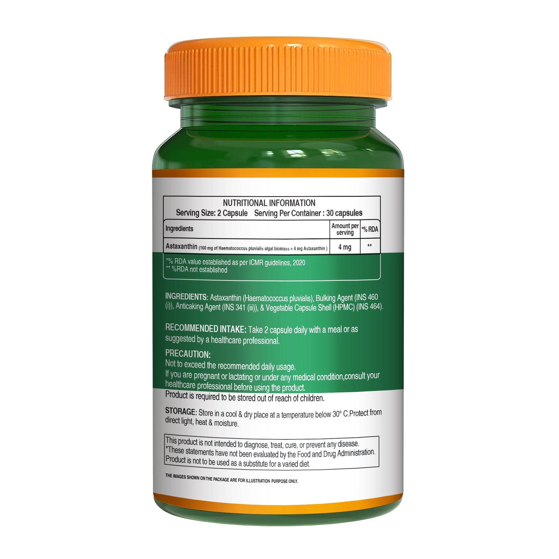 Pure Nutrition Astaxanthin 4mg – 60 Veg Capsules | Powerful Antioxidant for Eye, Skin, Heart & Immune Support | Promotes Cellular Health, Anti-Aging & Recovery | Plant-Based, For Men & Women