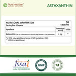 Pure Nutrition Astaxanthin 4mg – 60 Veg Capsules | Powerful Antioxidant for Eye, Skin, Heart & Immune Support | Promotes Cellular Health, Anti-Aging & Recovery | Plant-Based, For Men & Women