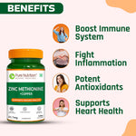 Pure Nutrition Zinc Methionine + Copper (45.7mg) – 120 Veg Capsules | High Absorption Zinc Supplement | Supports Immunity, Heart + Skin Health | Antioxidant + Cellular Protection | For Men & Women