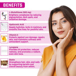 Pure Nutrition Reduced L-Glutathione 60 Veg Capsules | With Hyaluronic Acid, Vitamin E & Biotin | Skin Health, Antioxidant Support, Detox & Skin Brightening | For Men & Women