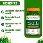 Pure Nutrition Vitamin B1 (Thiamine Mononitrate) 1700 mcg – 120 Veg Capsules | Supports Energy, Brain, Heart & Muscle Health